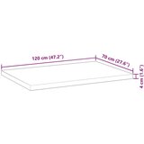 Stolna ploča 120x70x4 cm pravokutna od masivnog drva bagrema | shoptok.hr