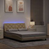 Maison Chic Posteljni okvir - Dvoposteljna postelja - Zakonska postelja z LED brez vzmetnice krem 140x200 cm tkanina, (21697321) | Shoptok.si