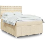  Krevet s oprugama i madracem krem 140 x 190 cm od tkanine | shoptok.hr
