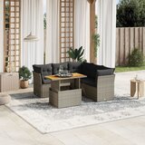  The Living Store Vrtna sedežna garnitura 5-delna z blazinami siv poli ratan - Vrtna Sedežna Garniture, (21479850) | Shoptok.si
