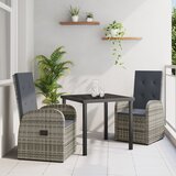 vidaXL set od 3 dijela vrtne blagovaonske garniture s jastučićima - sivi poli ratan Cijene