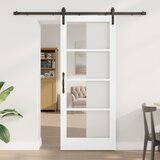 vidaXL Drsna vrata s kompletom strojne opreme 'ORKDAL'Bela trdo les & steklo, Notranja vrata s steklom 'ORKDAL'Bela 83x202x4 cm Cene
