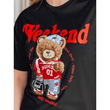 DStreet T-shirt damski oversize z misiem FUNTED czarny | Shoptok.si
