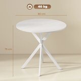  Okrugli kuhinjski stol 80 cm kompaktna ploča iverica metal bijela | shoptok.hr