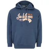 Jack & Jones Plus Sweater majica crno plava / tamno narančasta / bijela