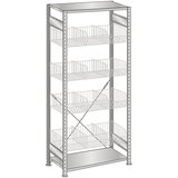 SCHULTE Sestavljiv regal s košarami iz žične mreže, pocinkan, ŠxG 1000 x 500 mm, s 4 košarami, osnovni regal, višina 2000 mm | Shoptok.si