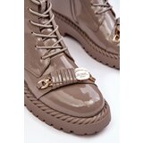 S. BARSKI Women's Glossy Ankle Boots Brogues with Decoration Beige SBarski | ePonuda.com