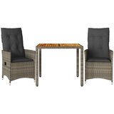  3-dijelni bistro set od poliratana s jastucima sivi Siva 90 x 90 x 75 cm | Shoptok.si