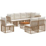  Set vanjskih sofa 9 pcs Prirodna i krema bijela Poliester - Prirodna sa stolom | shoptok.hr