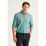 AC&Co / Altınyıldız Classics Men's Green Buttoned Collar Cotton Slim Fit Slim-fit Oxford Shirt. Cene