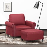  Fotelja s tabureom crvena boja vina 60 cm od umjetne kože | shoptok.hr