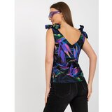 Fashion Hunters Black and purple top with RUE PARIS prints Cene