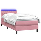 Box Spring krevet s madracem i LED ružičasti 90x210 cm samt | shoptok.hr