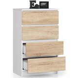 AKORD Komoda, 4 Predali, Bela/Hrast Sonoma, (5000332292) | Shoptok.si