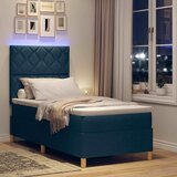  LED Box Spring Krevet s uzglavljem Plava 90 x 190 cm tkanina | shoptok.hr