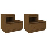 Maison Chic Dvo delni komplet Nočne omarice - Nočne mize medeno rjava 60x34x51 cm trdna borovina, (21686996) Cene