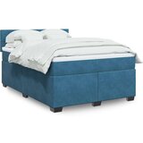 vidaXL Box spring postelja z vzmetnico modra 140x190 cm žamet | Shoptok.si