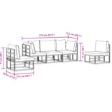 vidaXL Vrtna sedežna garnitura 5 pcs Črna 213 x 71.5 x 71 cm Aluminij | Shoptok.si