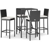 vidaXL 5-dijelni vrtni barski set od poliratana s jastucima crni | shoptok.hr