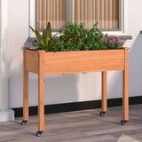 vidaXL Sadilica s kotačima i oblogom smeđa 118x59x80 cm od jelovine | shoptok.hr