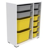 Hanah home Multifunkcionalna komoda Zen 2D2K6U, 69,5 x83 x30 cm, Bijelo-sivo-žuta | Eponuda.ba