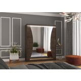 ADRK Drsna omara z ogledalom in LED osvetlitvijo CHARLOTTE, 180 cm - OKOLADA | Shoptok.si