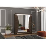 ADRK Klizni ormar s ogledalom i LED rasvjetom CHARLOTTE, 180 cm - ČOKOLADA | shoptok.hr