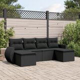 vidaXL 6-dijelni set vrtnih sofa s jastucima crni od poliratana | shoptok.hr