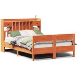  Knjižna postelja brez vzmetnice vošč. rjava 135x190 cm borovina, (21653607) | Shoptok.si