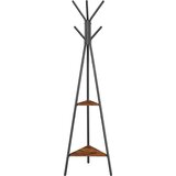 Songmics Prostostoječe stojalo za oblačila, stojalo za obešalnike, drevo za hodnik z 2 policama, za oblačila, klobuk, torbo, industrijski slog, rustikalno rjava in črna RCR16BX, (21389211) Cene