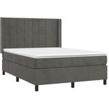  box spring s madracem LED tamnosivi 140x190 cm baršun | shoptok.hr