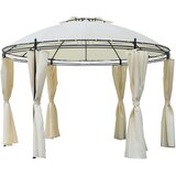 Outsunny Okrogel vrtni gazebo z dvojno streho, dvižnimi trakovi in zavesami, jeklo in poliester, Φ350 x 275cm, bela, (20744529) Cene