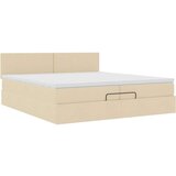  Otomanski okvir kreveta s madracima krem 200x200cm od tkanine | shoptok.hr