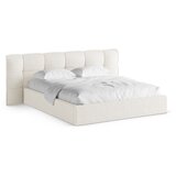 Micadoni Slonokoščena oblazinjena zakonska postelja s prostorom za shranjevanje z letvenim dnom 180x200 cm Eric – | Shoptok.si
