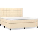  Krevet s oprugama i madracem krem 160x200 cm od tkanine | shoptok.hr