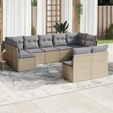 vidaXL 9-dijelni set vrtnih sofa s jastucima bež od poliratana Cijene