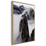  Slika - High Mountains in Mist (1-part) - Landscape of Clouds Amid Rocks 60x90 U prirodnom drvenom okviru | shoptok.hr
