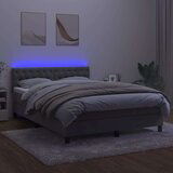  Box spring postelja z vzmetnico LED svetlo siva 140x200cm žamet, (20790892) | Shoptok.si