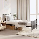 Maison Chic Kovinski Posteljni okvir - Enojna postelja - Postelja za odrasle z vzglavjem in vznožjem črn 80x200 cm, (21695516) | Shoptok.si