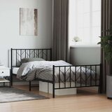 Metalni okvir kreveta uzglavlje i podnožje crni 107x203 cm | shoptok.hr