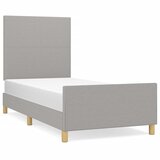 The Living Store Posteljni okvir z vzglavjem svetlo siv 90x200 cm blago - Posteljni Okvir Z Vzglavjem, (21503736) | Shoptok.si