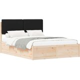 vidaXL Posteljni okvir z oblazinjenim vzglavjem Črna 140 x 200 cm | Shoptok.si
