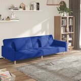 vidaXL Kavč dvosed z ležiščem in dvema blazinama modro blago | Shoptok.si