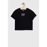 Tommy Hilfiger Otroška bombažna kratka majica črna barva