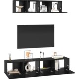 vidaXL Stenski TV kabinet 4 pcs Črna Orehovina Male 80 x 30 x 30.5 cm | Shoptok.si
