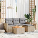 vidaXL 5-dijelni set vrtnih sofa s jastucima bež od poliratana Cijene