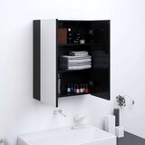vidaXL Kopalniška omarica z ogledalom 60x15x75 cm MDF sijoče črna | Shoptok.si