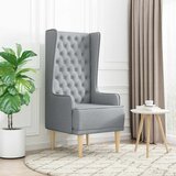  Stolica s visokim naslonom prošivena gumbima Svjetlosiva | shoptok.hr