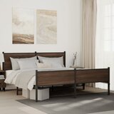 Furnova Kovinski posteljni okvir brez vzmetnice rjavi hrast 160x200 cm, (21941268) Cene