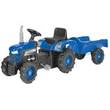 Dolu traktor za decu na pedale sa prikolicom, Plavi Cene
